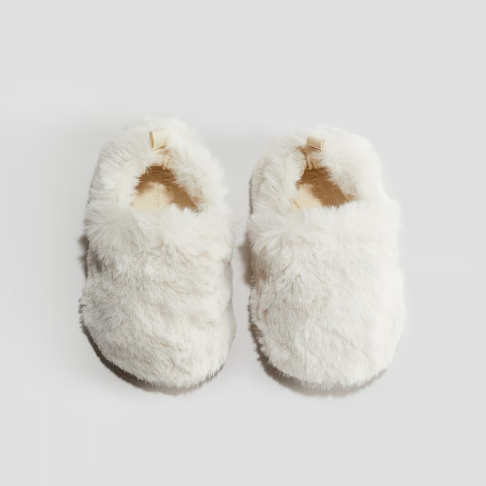 H&M Cozy White Kids' Furry Slippers